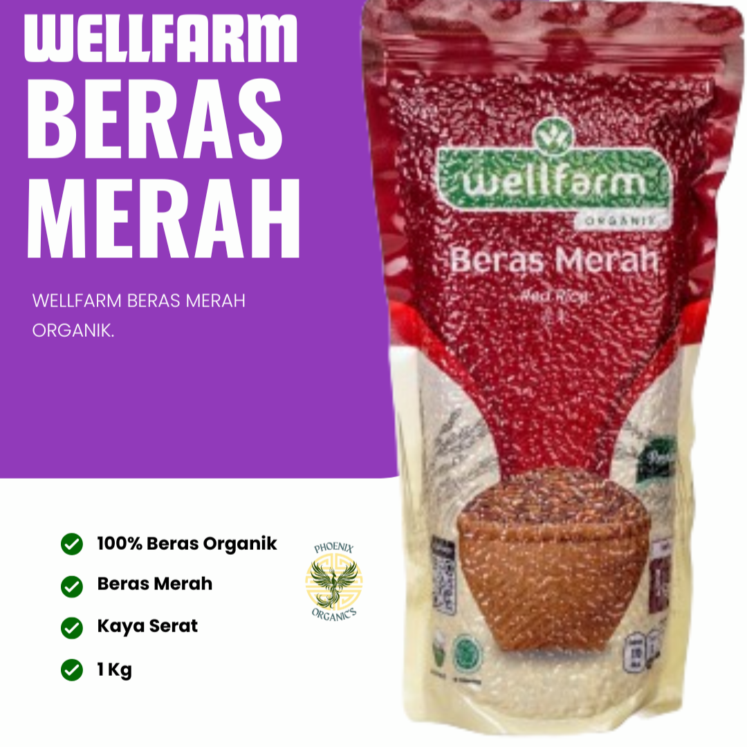 WellFarm Beras Merah Organik 1Kg Kualitas Ekspor - Organic Red Rice